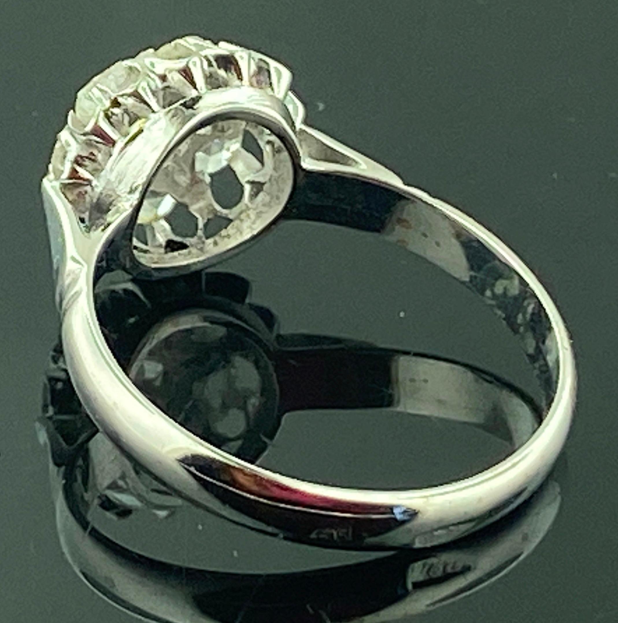 0.50 Carat Rose Cut Diamond Ring in 14 Karat White Gold For Sale 1