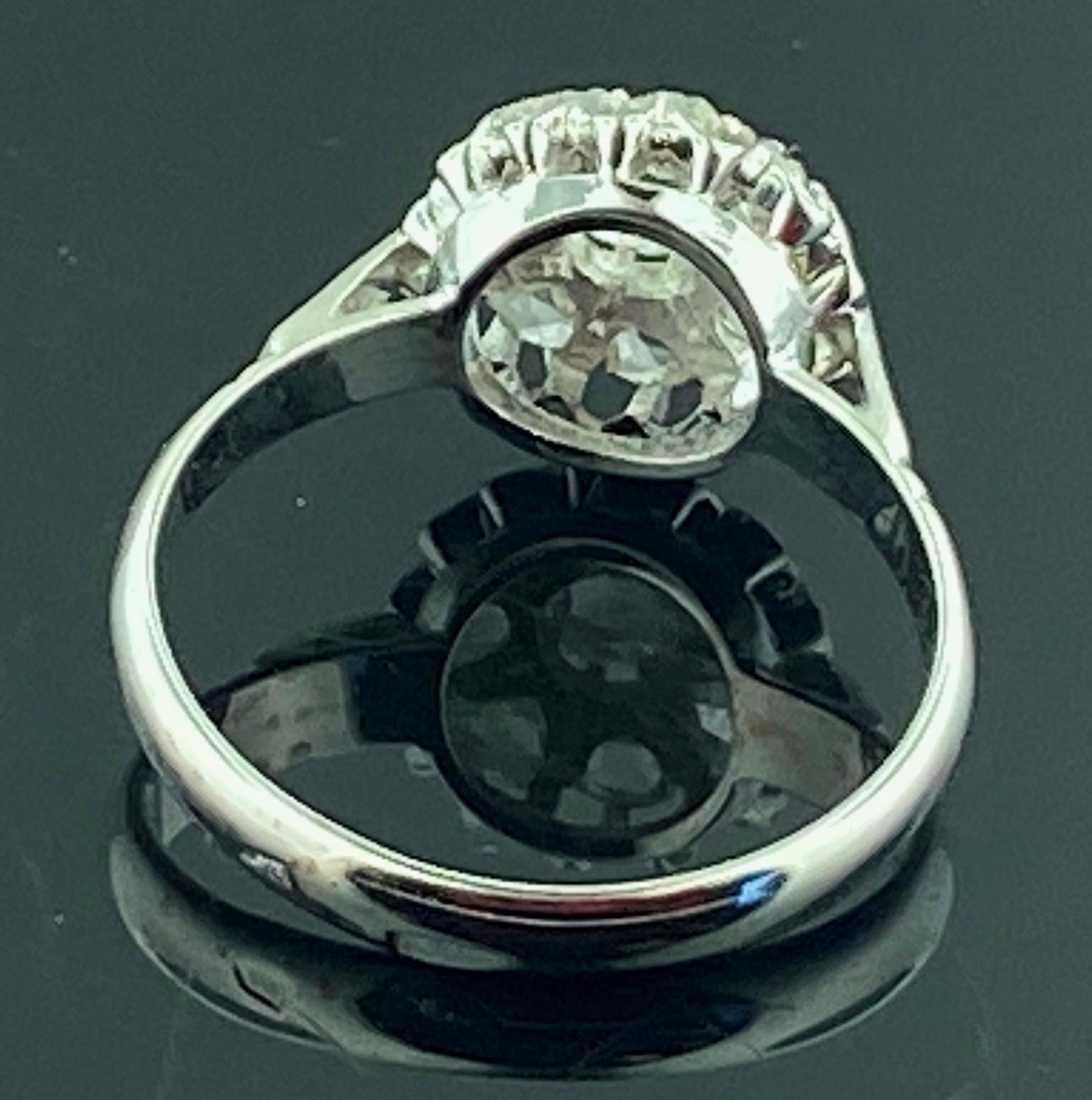 0.50 Carat Rose Cut Diamond Ring in 14 Karat White Gold For Sale 2