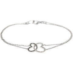 Bracelet en or blanc 18 carats avec diamants ronds brillants et noirs de 0,50 carat