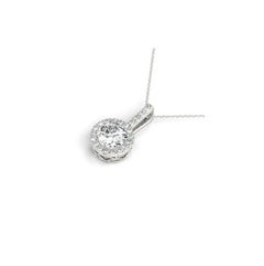 0.50 Carat Round Brilliant Cut Diamond Halo Pendant in 14 Karat White Gold