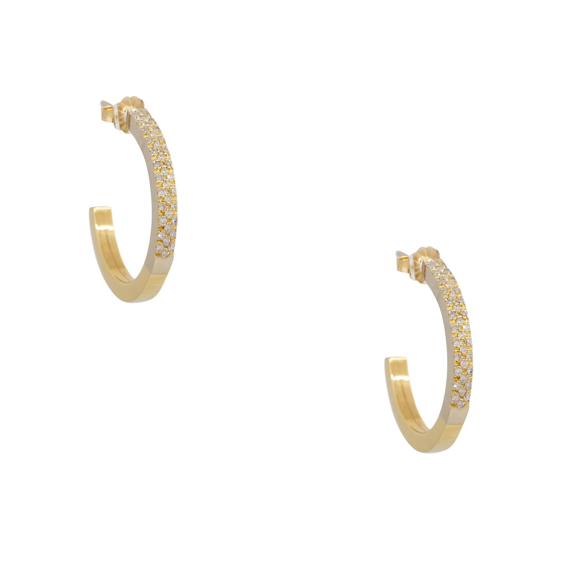 0.50 Quilates Diamante Redondo Corte Brillante Pendientes de Aro 14 Kilates En Stock Moderno en venta