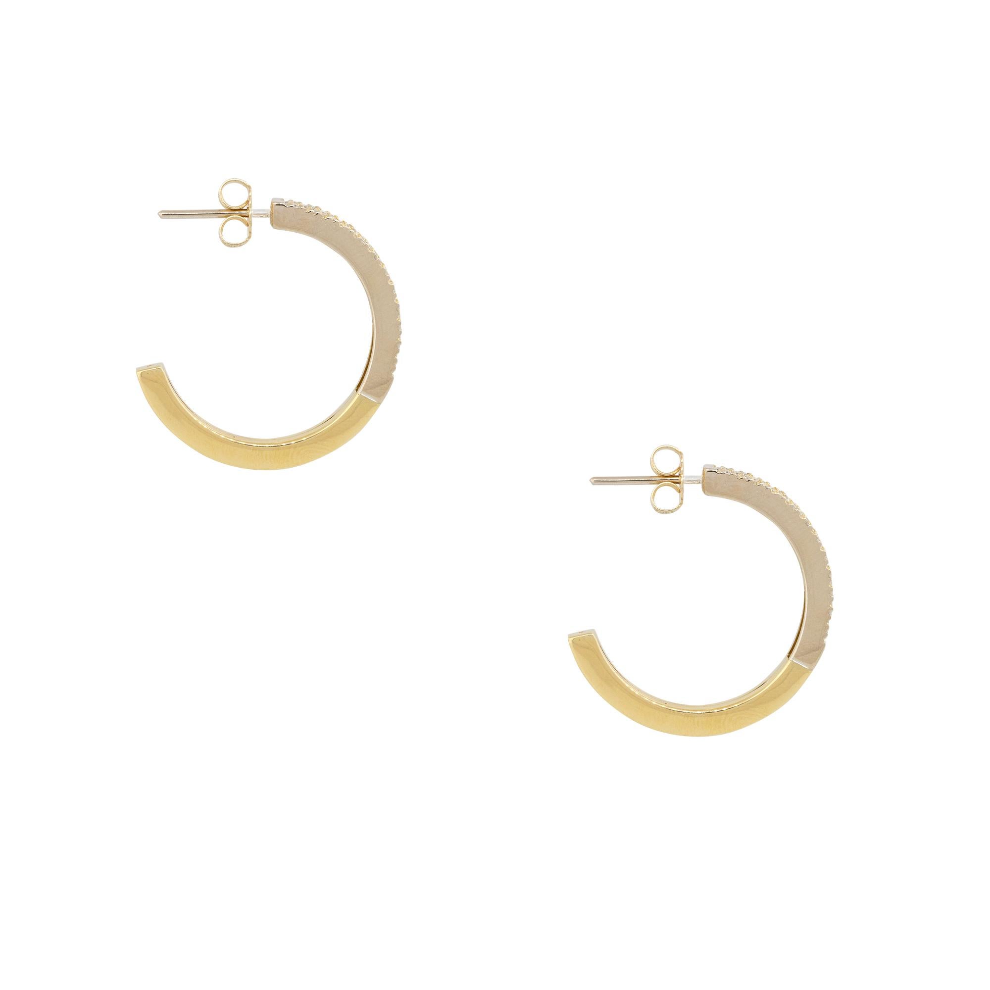 0.50 Quilates Diamante Redondo Corte Brillante Pendientes de Aro 14 Kilates En Stock Corte redondo en venta