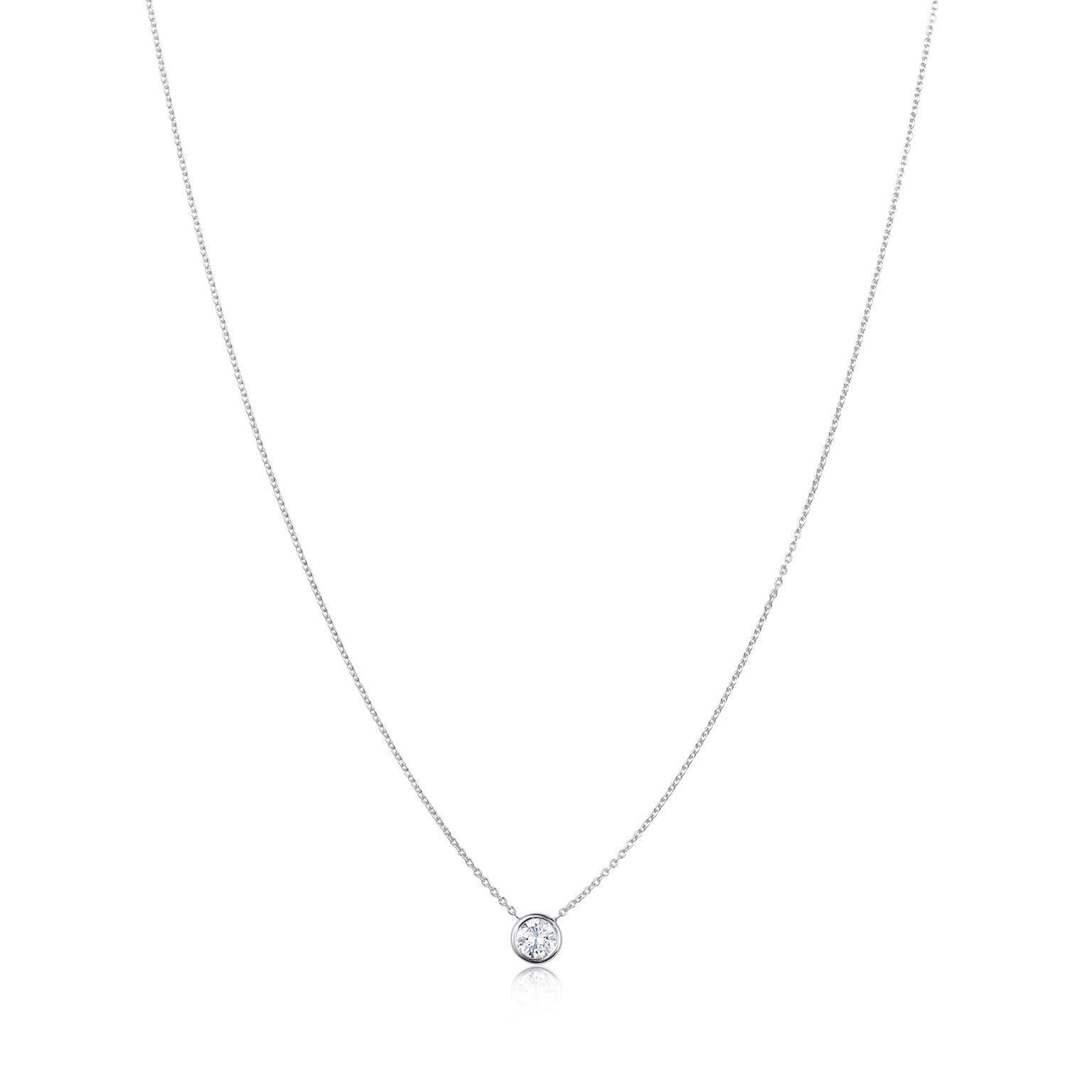 0,50 Karat runder Brillantschliff Diamant-Anhänger Halskette (Rundschliff) im Angebot