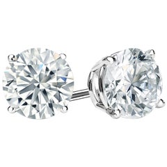 0.50 Carat Round Brilliant Cut Diamond Stud Earrings 18 Karat White Gold Setting