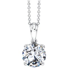 0.50 Quilates Diamante Redondo 18 Kilates Oro Blanco Collar Cadena Colgante Solitario