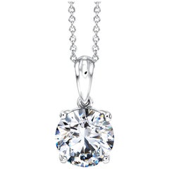 0.50 Carat Round Diamond 18 Karat White Gold Solitaire Pendant Chain Necklace