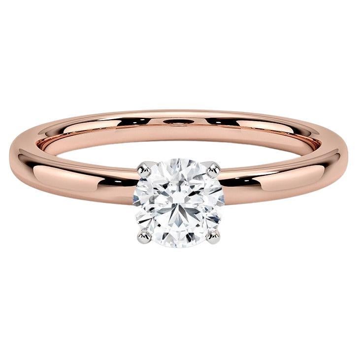 0.50 Carat Round Diamond 4-Prong Ring in 14k Rose Gold For Sale