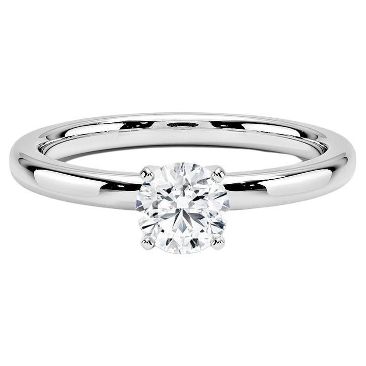 0.50 Carat Round Diamond 4-Prong Ring in 14k White Gold For Sale