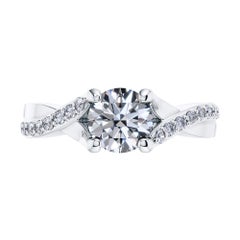 0.50 Carat Round Diamond Bespoke Twisted Love 4 Prong Platinum Engagement Ring