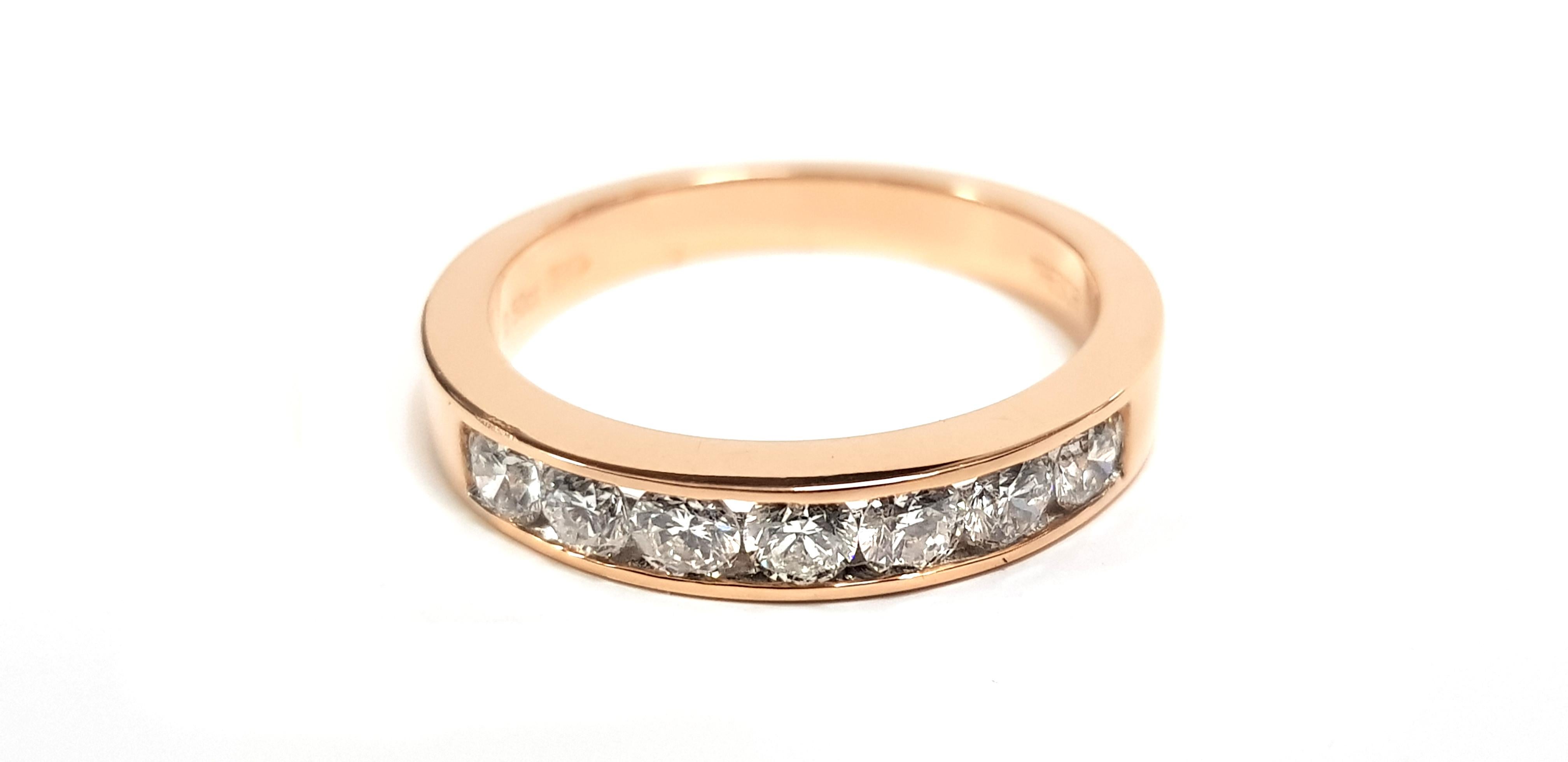 0.50 Carat Round Diamond Channel Set 18 KT Rose Gold Half Eternity Band Ring   For Sale 3