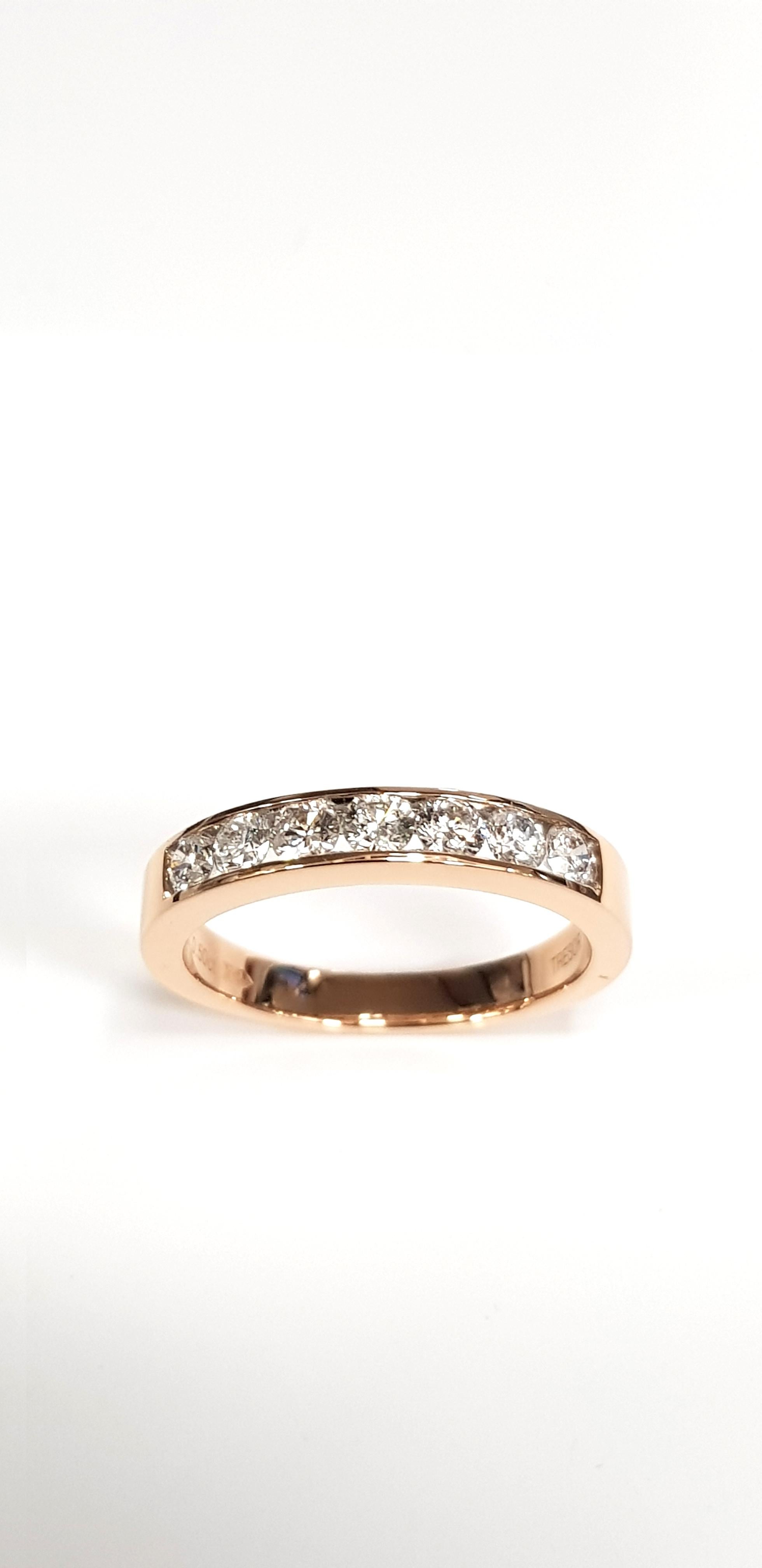 0.50 Carat Round Diamond Channel Set 18 KT Rose Gold Half Eternity Band Ring   For Sale 8