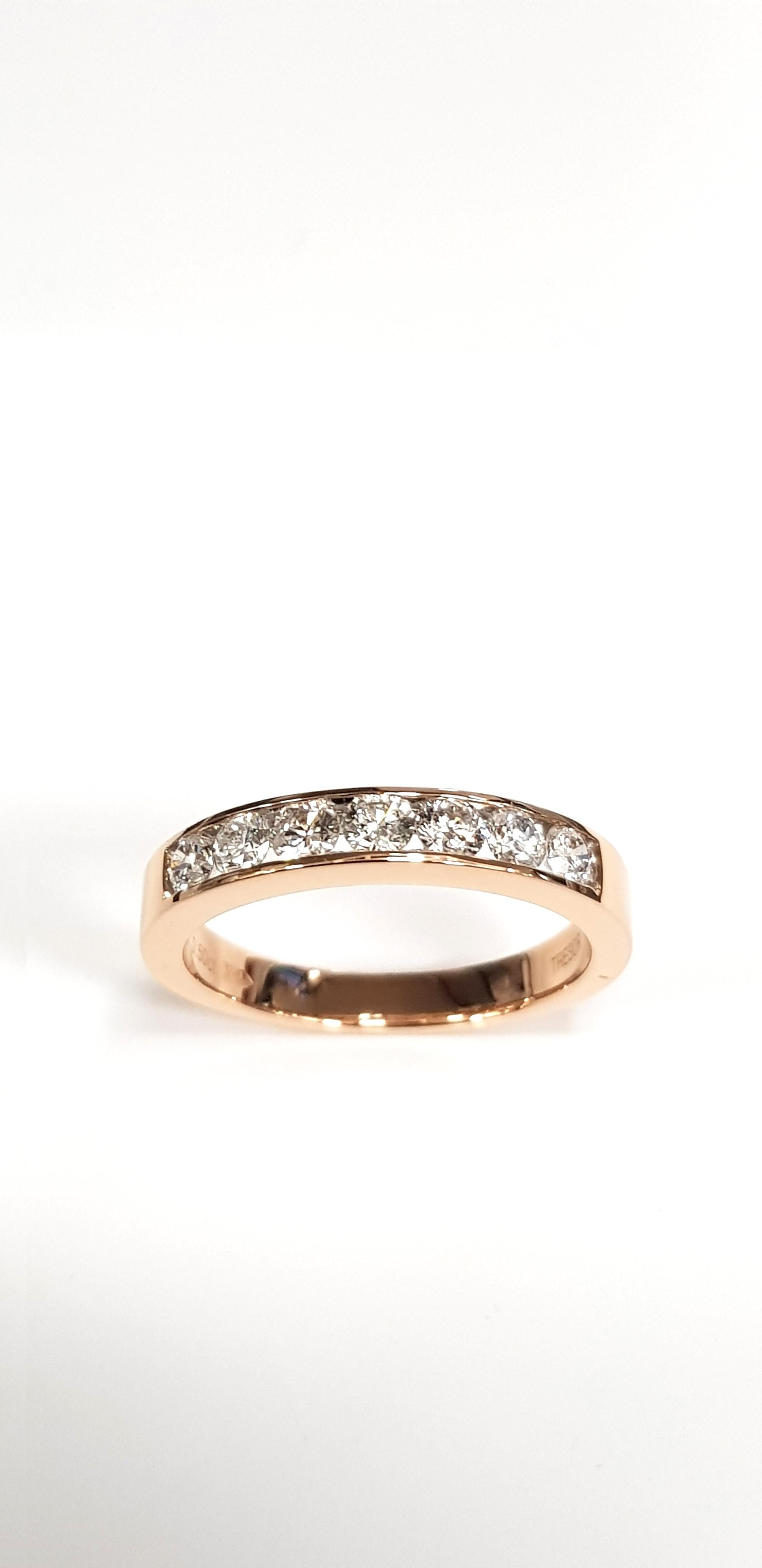 0.50 Carat Round Diamond Channel Set 18 KT Rose Gold Half Eternity Band Ring For Sale 8