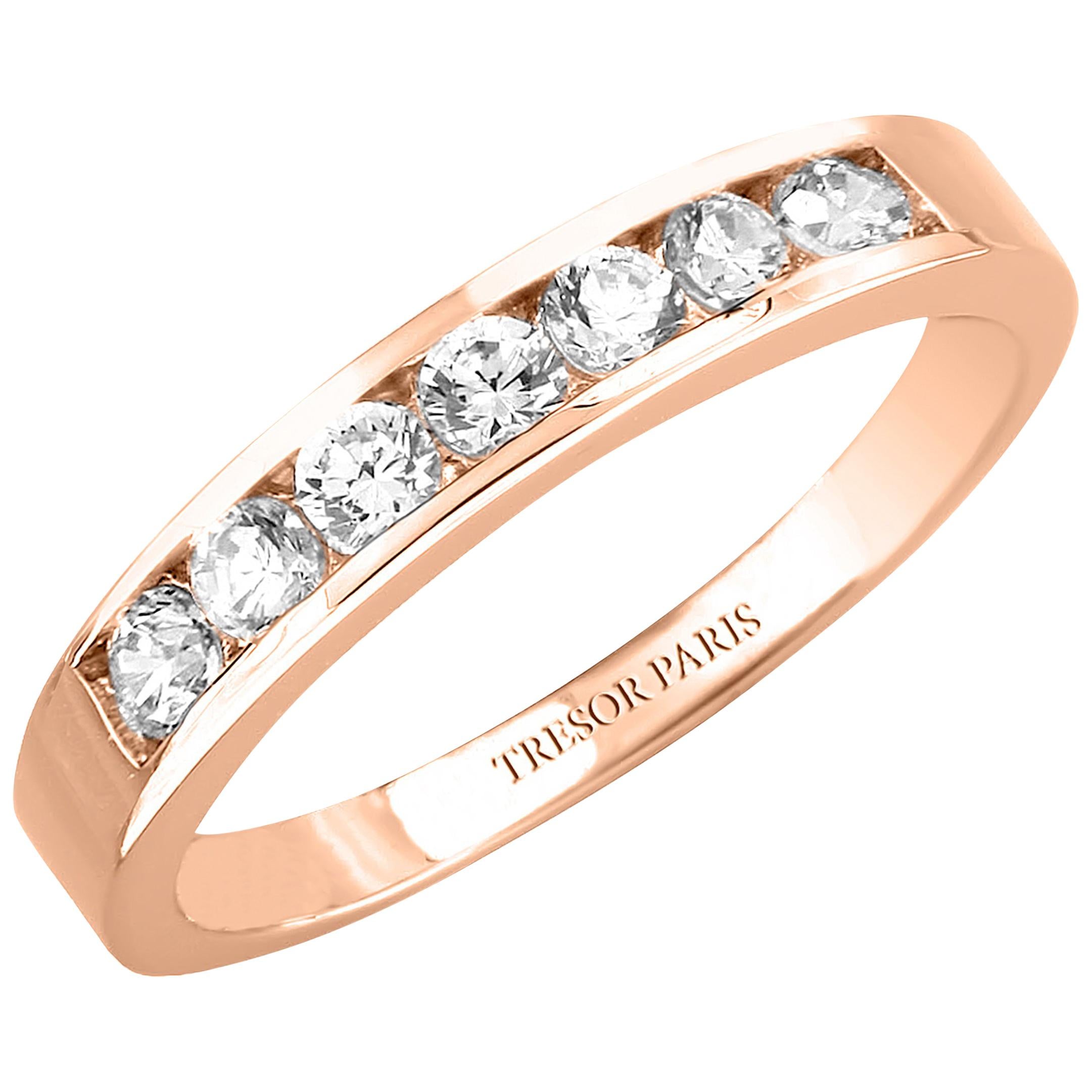 Bague d'éternité en or rose 18 KT sertie de diamants ronds de 0,50 carat