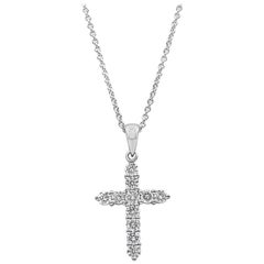 Roman Malakov 0.50 Carat Round Diamond Cross Pendant Necklace