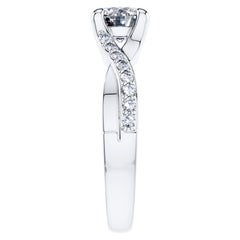 0.50 Carat Round Diamond Twisted 18 Karat White Gold 4 Prong Engagement Ring