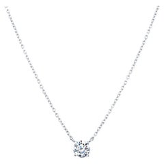0.50 Carat Round Natural Diamond, H-I SI2, 14 Karat White Gold Pendant Necklace