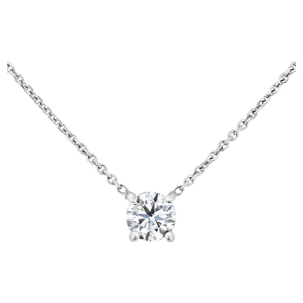 0.50 Carat Round Solitaire Diamond Necklace in 14K White Gold, Shlomit Rogel For Sale