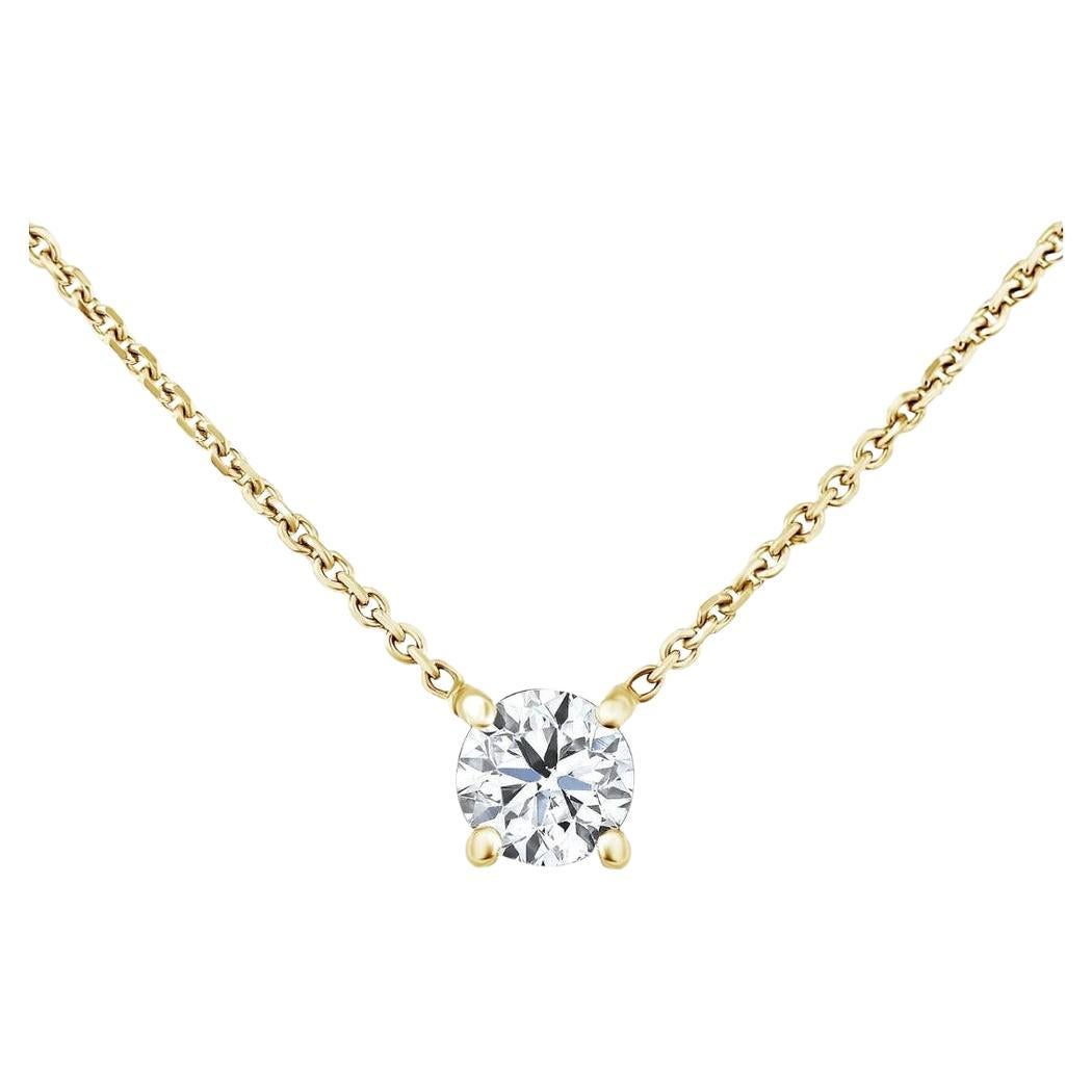 0.50 Carat Round Solitaire Diamond Necklace in 14K Yellow Gold, Shlomit Rogel For Sale