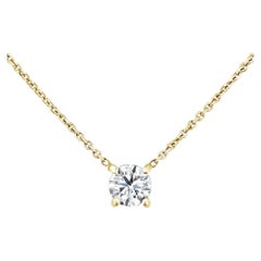 0.50 Carat Round Solitaire Diamond Necklace in 14K Yellow Gold, Shlomit Rogel