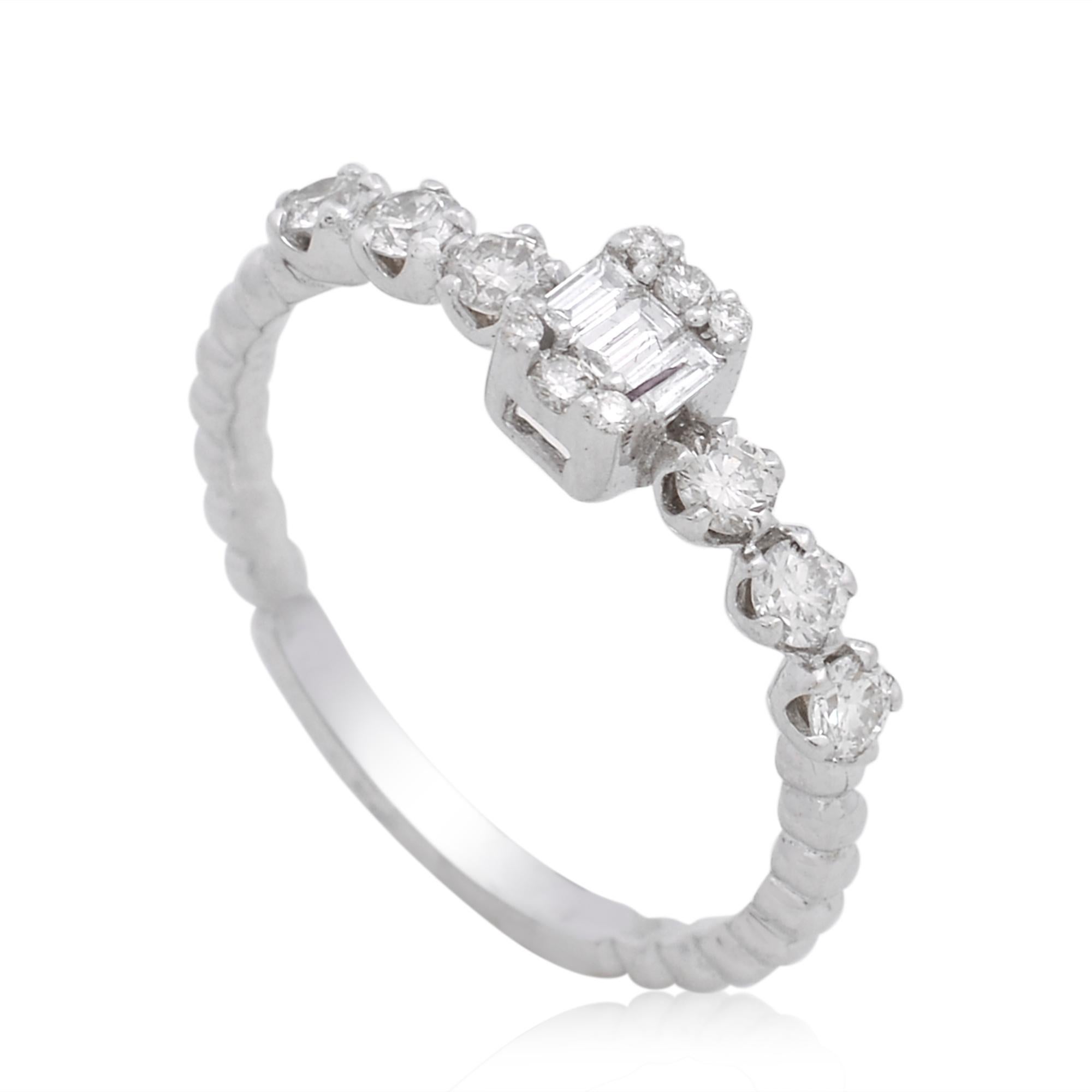 For Sale:  0.50 Carat SI Clarity HI Color Baguette Diamond Ring 18 Karat White Gold Jewelry 2