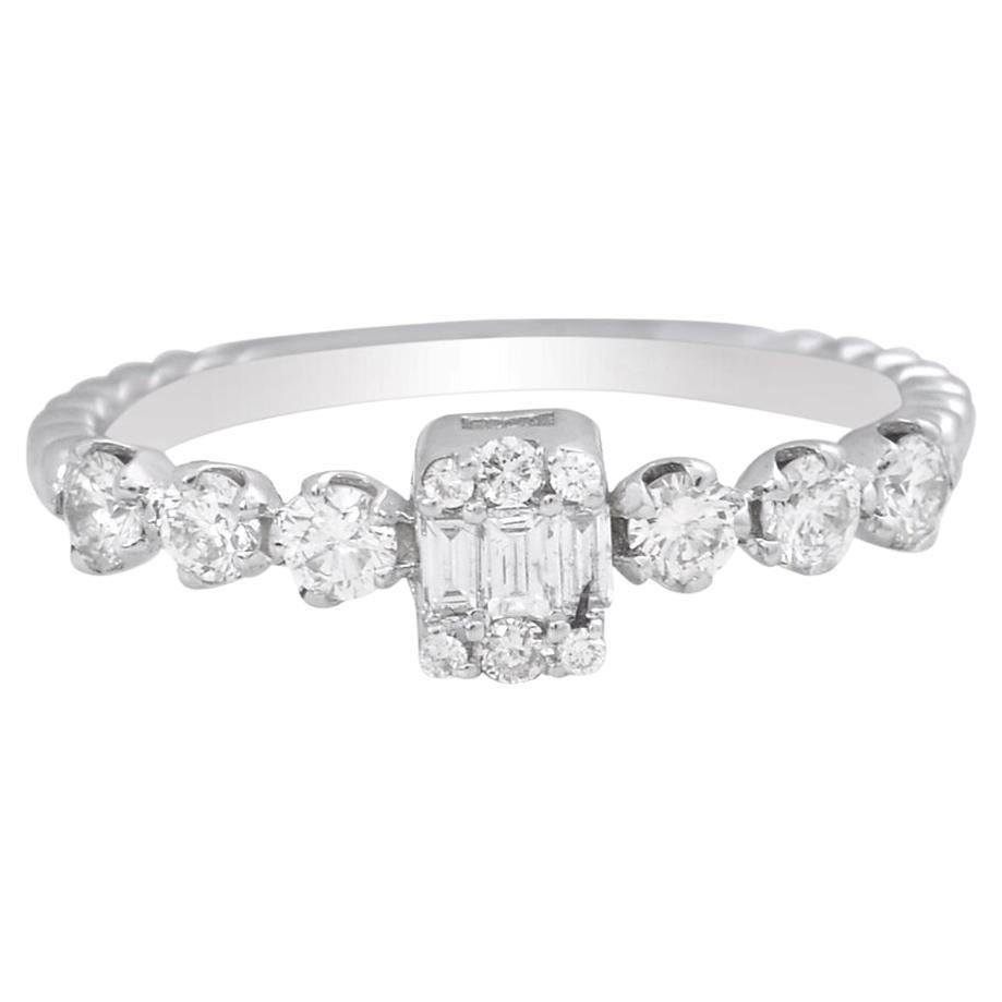 For Sale:  0.50 Carat SI Clarity HI Color Baguette Diamond Ring 18 Karat White Gold Jewelry