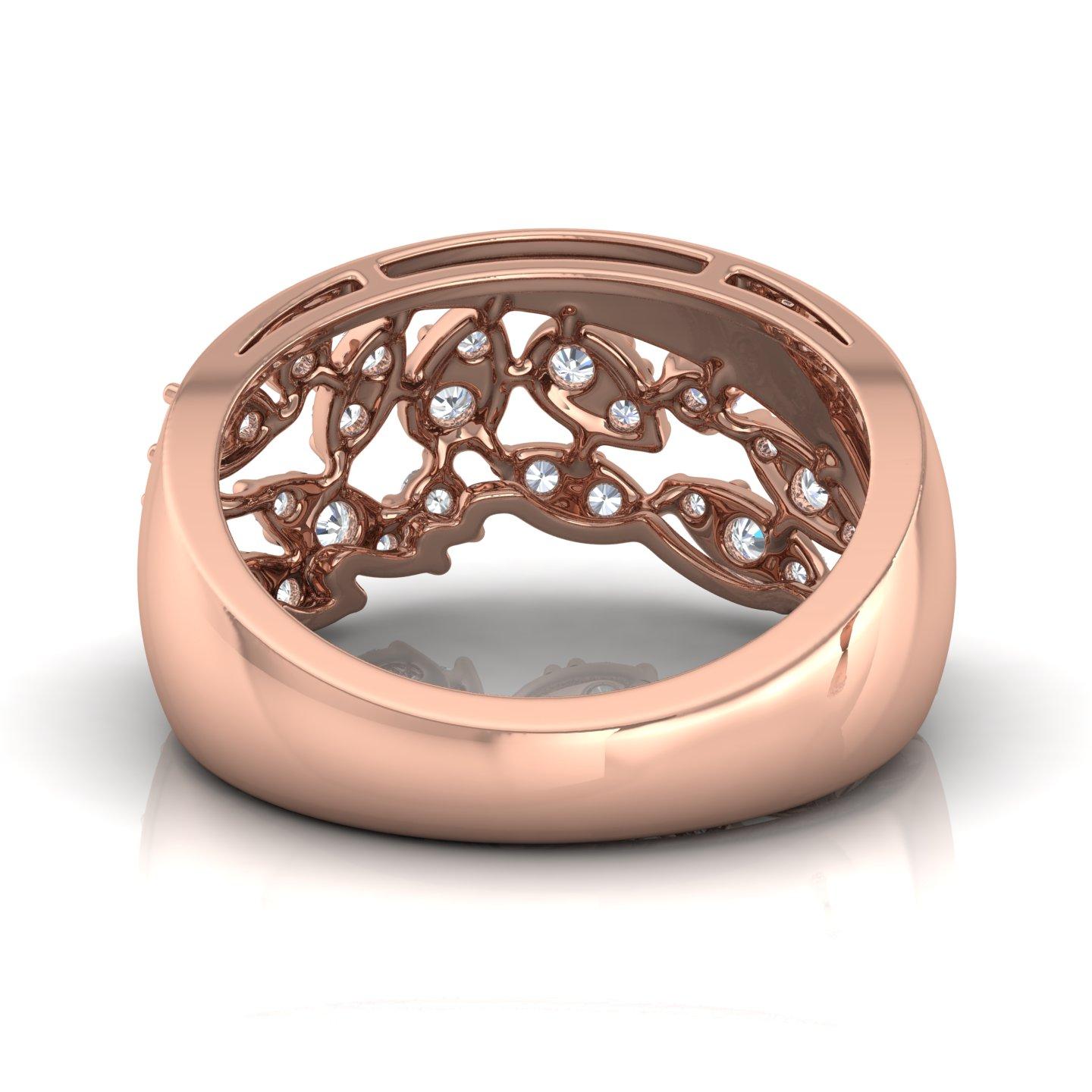 Modern 0.50 Carat SI Clarity HI Color Diamond Band Ring 18 Karat Rose Gold Fine Jewelry For Sale