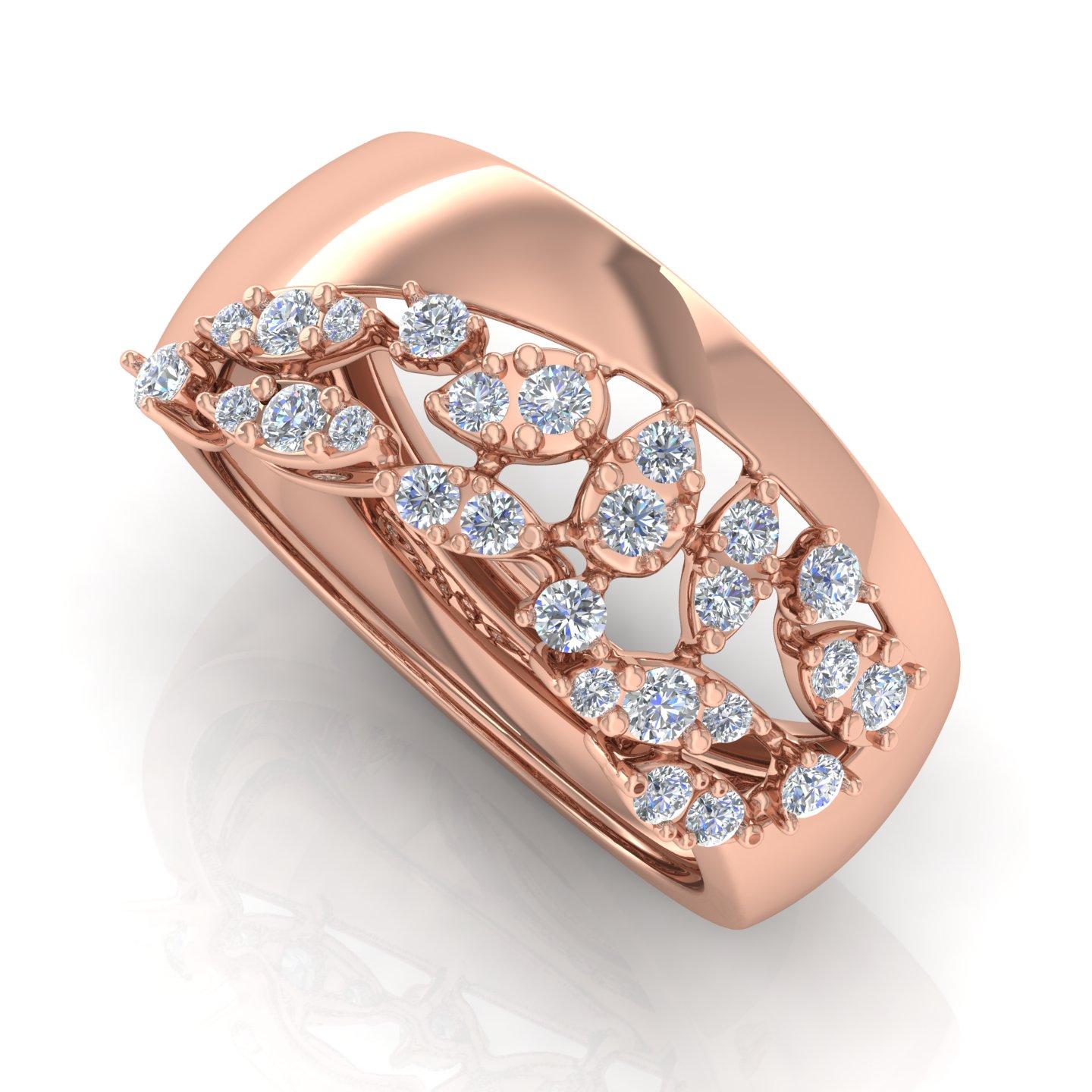 Round Cut 0.50 Carat SI Clarity HI Color Diamond Band Ring 18 Karat Rose Gold Fine Jewelry For Sale