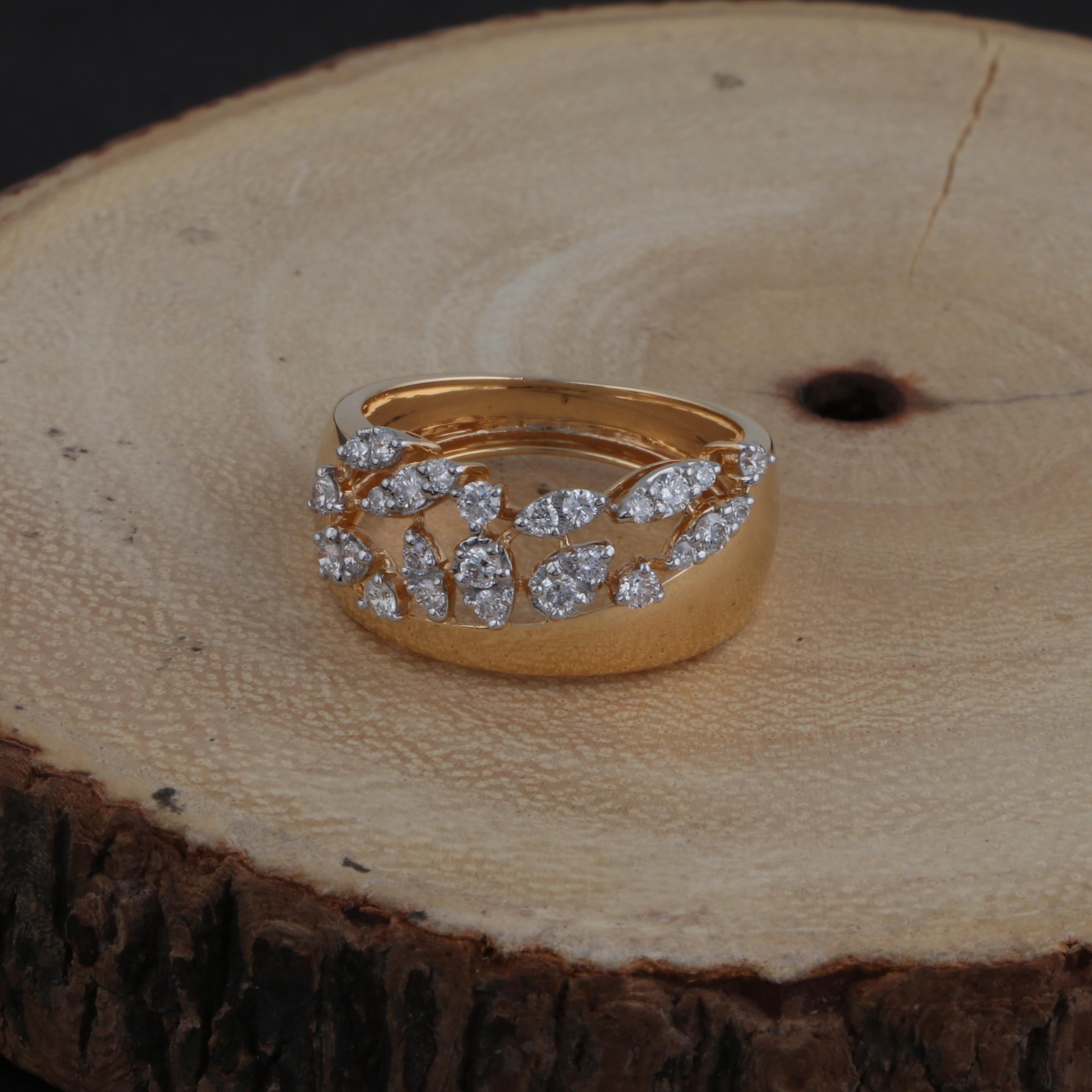 0.50 Carat SI Clarity HI Color Diamond Band Ring 18 Karat Rose Gold Fine Jewelry In New Condition For Sale In Diera, Dubai
