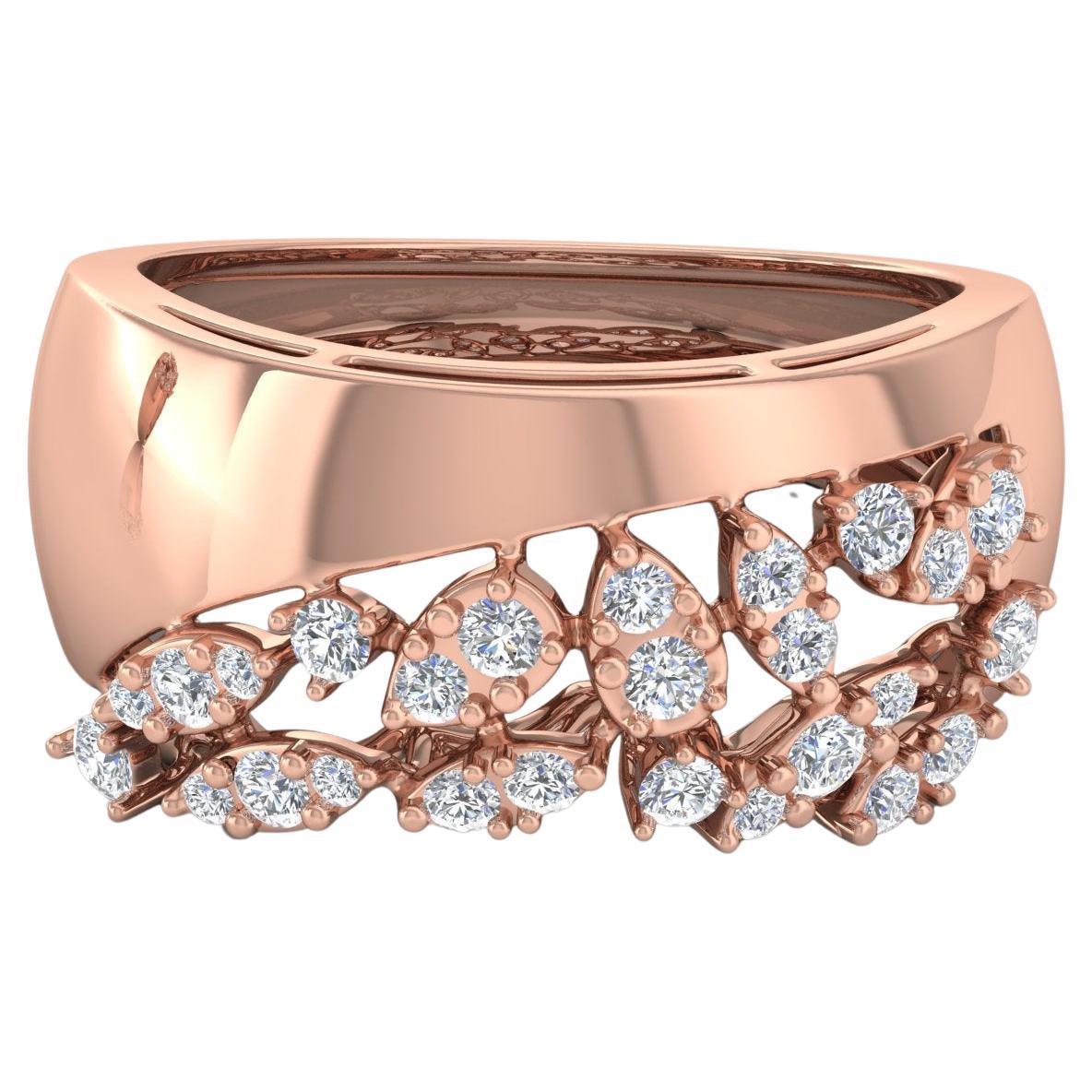 0.50 Carat SI Clarity HI Color Diamond Band Ring 18 Karat Rose Gold Fine Jewelry For Sale