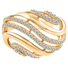 Bague en or jaune 18 carats avec diamant de 0,50 carat, pureté SI et couleur HI, monture en forme de cage