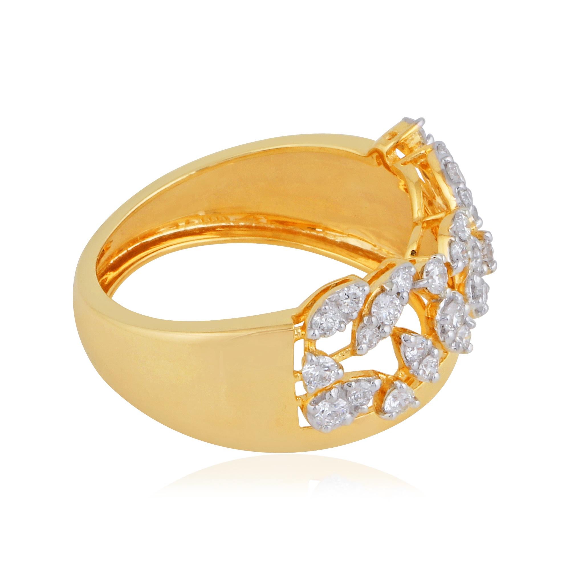 in vendita:  0,50 Carati SI Chiarezza HI Colore Anello a cupola di diamanti in oro giallo 18k 5