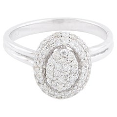 0.50 Carat SI Clarity HI Color Diamond Oval Ring 18 Karat White Gold Jewelry