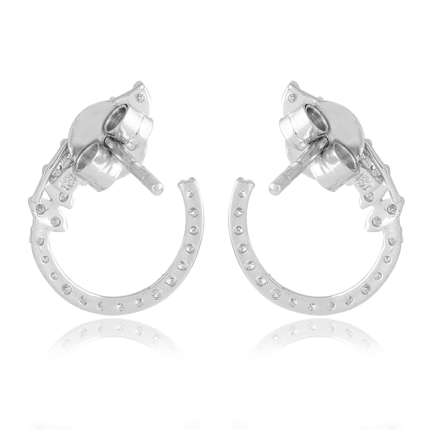 Modern 0.50 Carat SI Clarity HI Color Diamond Stud 18 Karat White Gold Earrings Jewelry For Sale