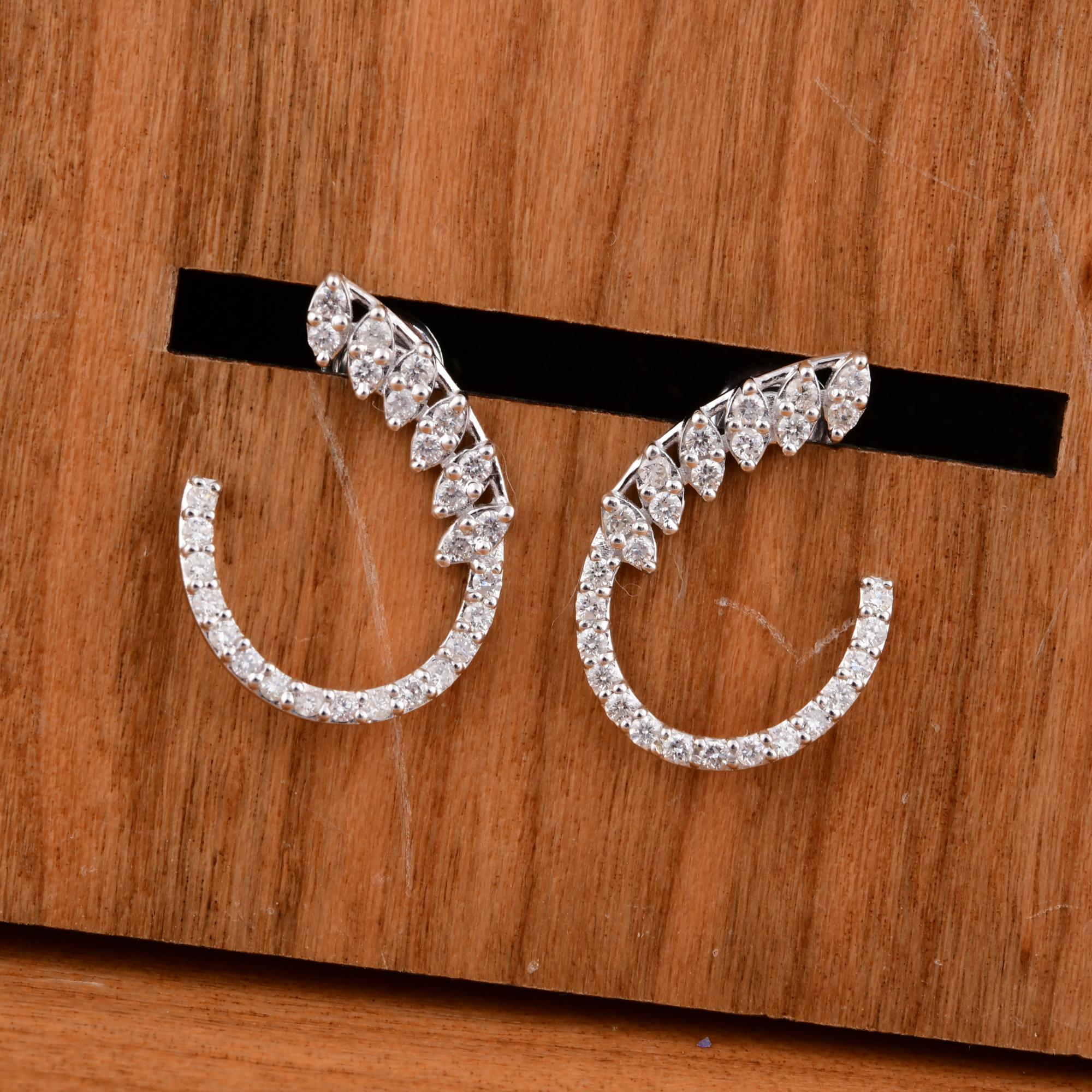 Women's 0.50 Carat SI Clarity HI Color Diamond Stud 18 Karat White Gold Earrings Jewelry For Sale