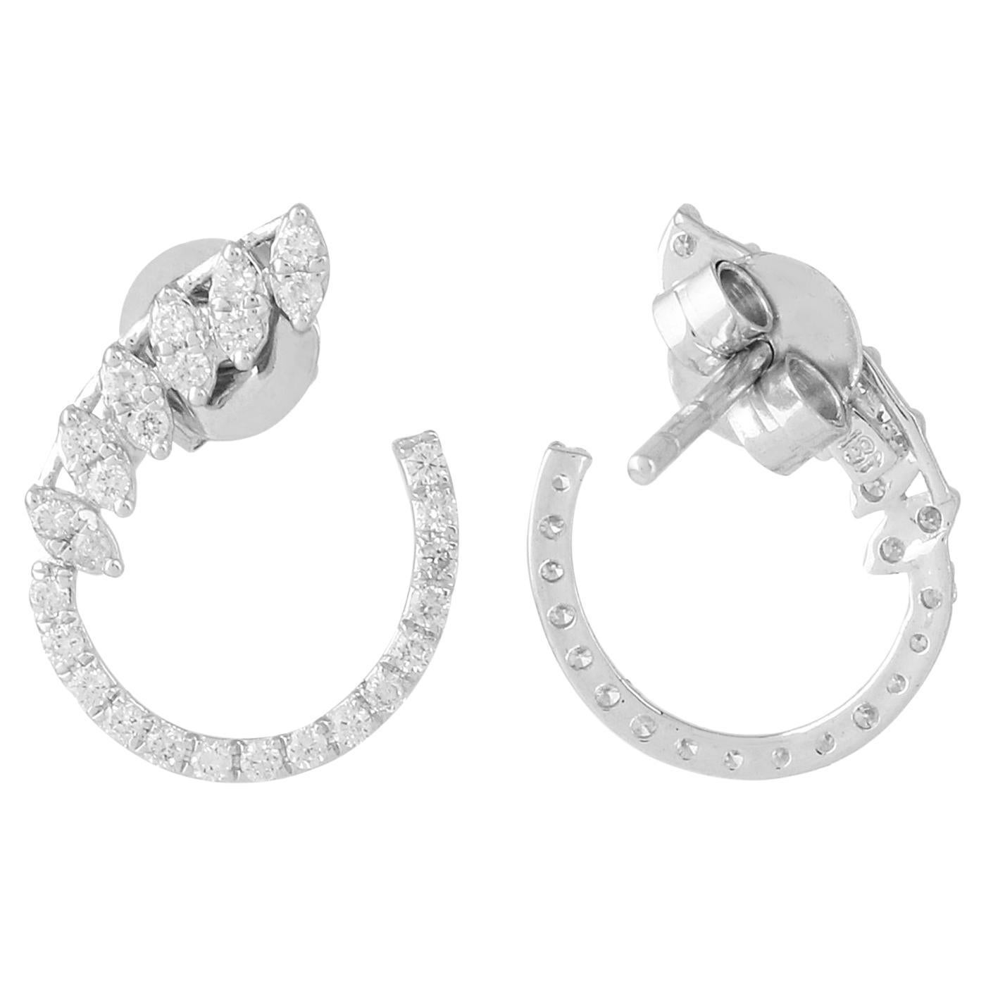 0.50 Carat SI Clarity HI Color Diamond Stud 18 Karat White Gold Earrings Jewelry For Sale