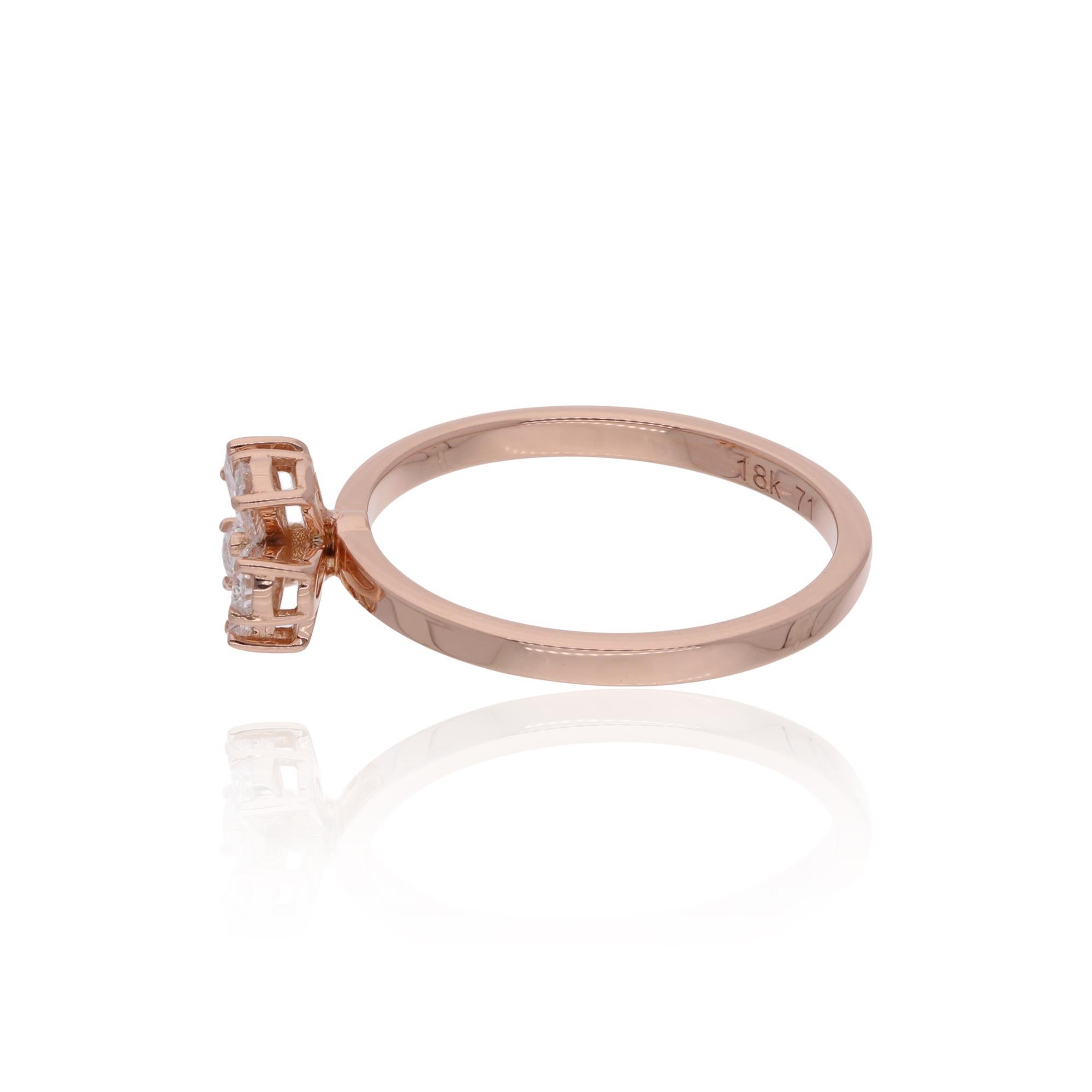 Modern 0.50 Carat SI Clarity HI Color Pear Shape Diamond Floral Ring 18 Karat Rose Gold For Sale