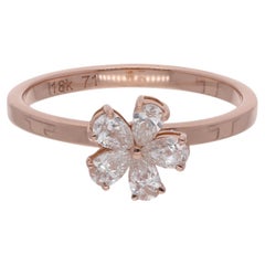 0,50 Karat SI Reinheit HI Farbe Birnenförmiger Diamant-Blumenring aus 18 Karat Roségold