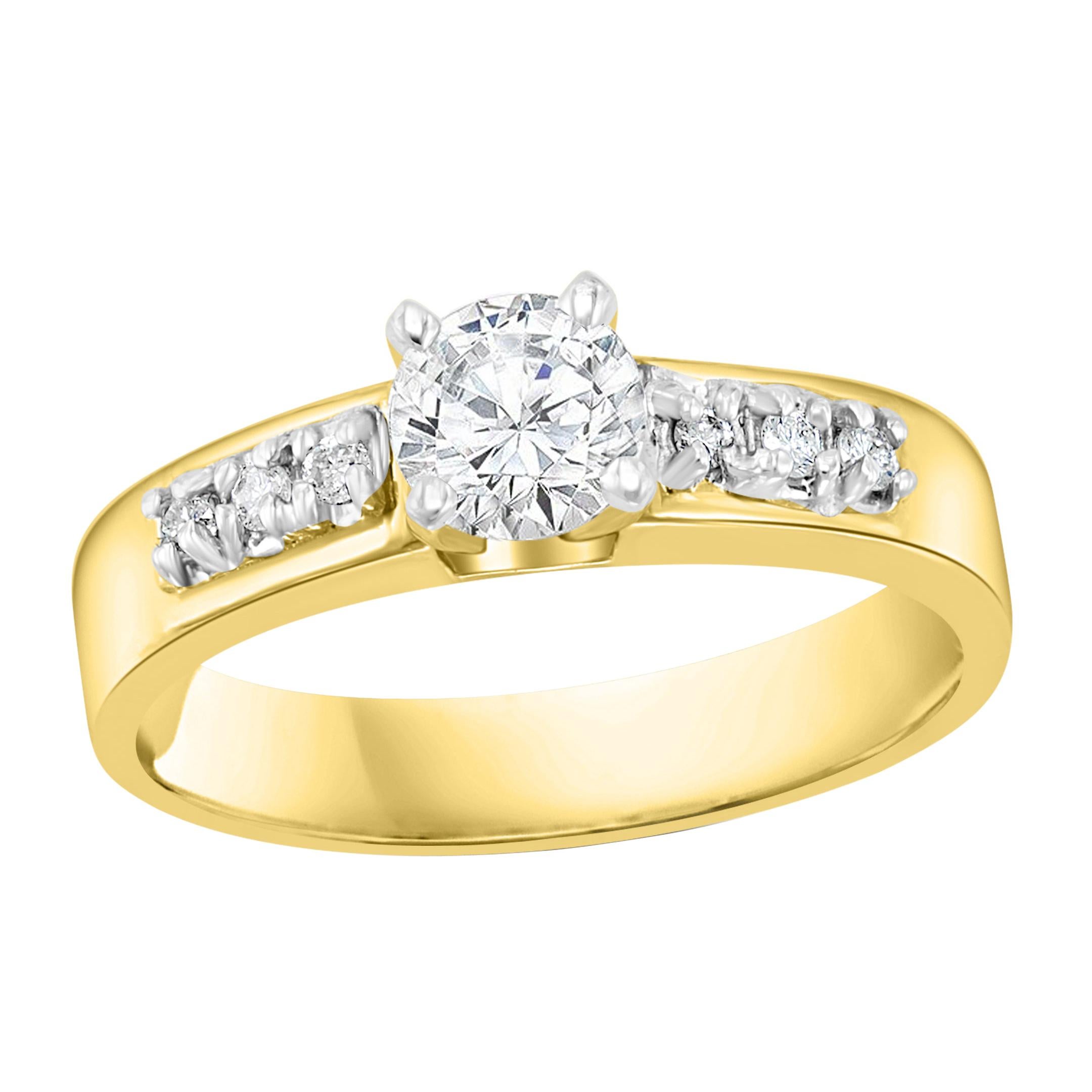 Bague/anneau traditionnel en or jaune 14 carats avec diamant solitaire de 0,50 carat en vente