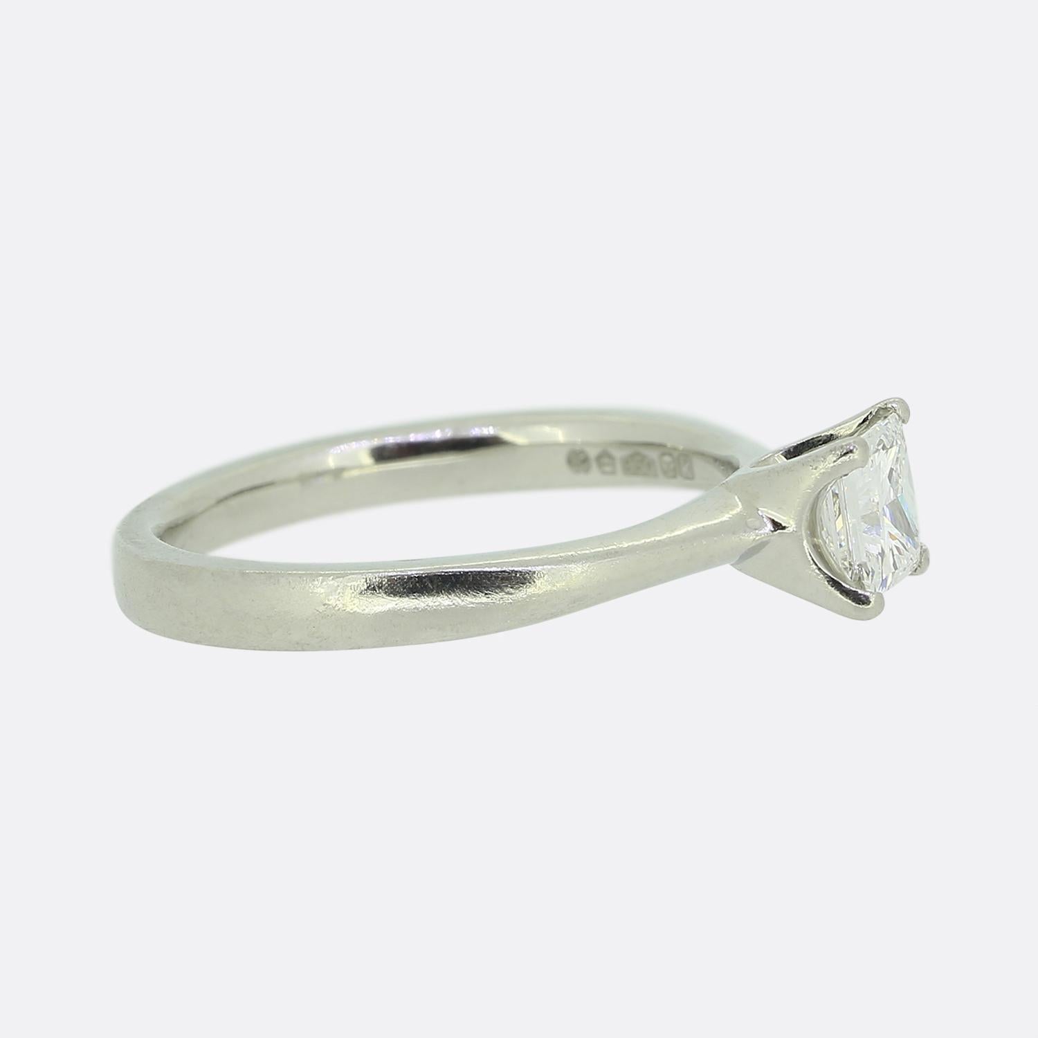 0.50 Carat Square Modified Brilliant Cut Diamond Engagement Ring In Good Condition For Sale In London, GB