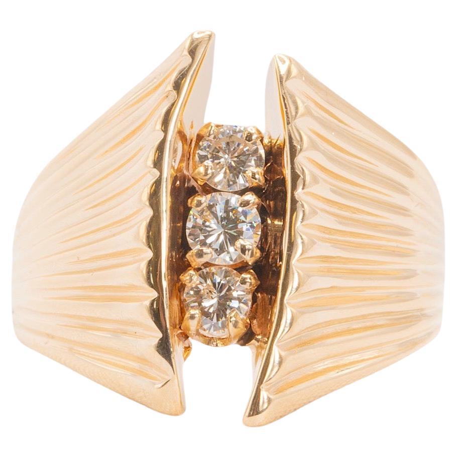 0.50 Carat Total Diamonds in 14k Yellow Gold Vintage Ring