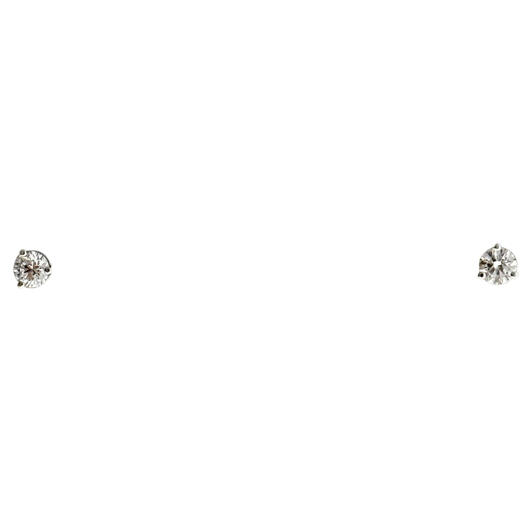 0.50 Carat Total Natural Round Diamond Studs in 14K White Gold For Sale