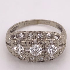 0.50 Carat Vintage 3-Stone Diamond Ring Set in 14 Karat White Gold