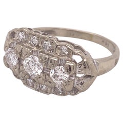 0.50 Carat Vintage 3-Stone Diamond Ring Set in 14 Karat White Gold