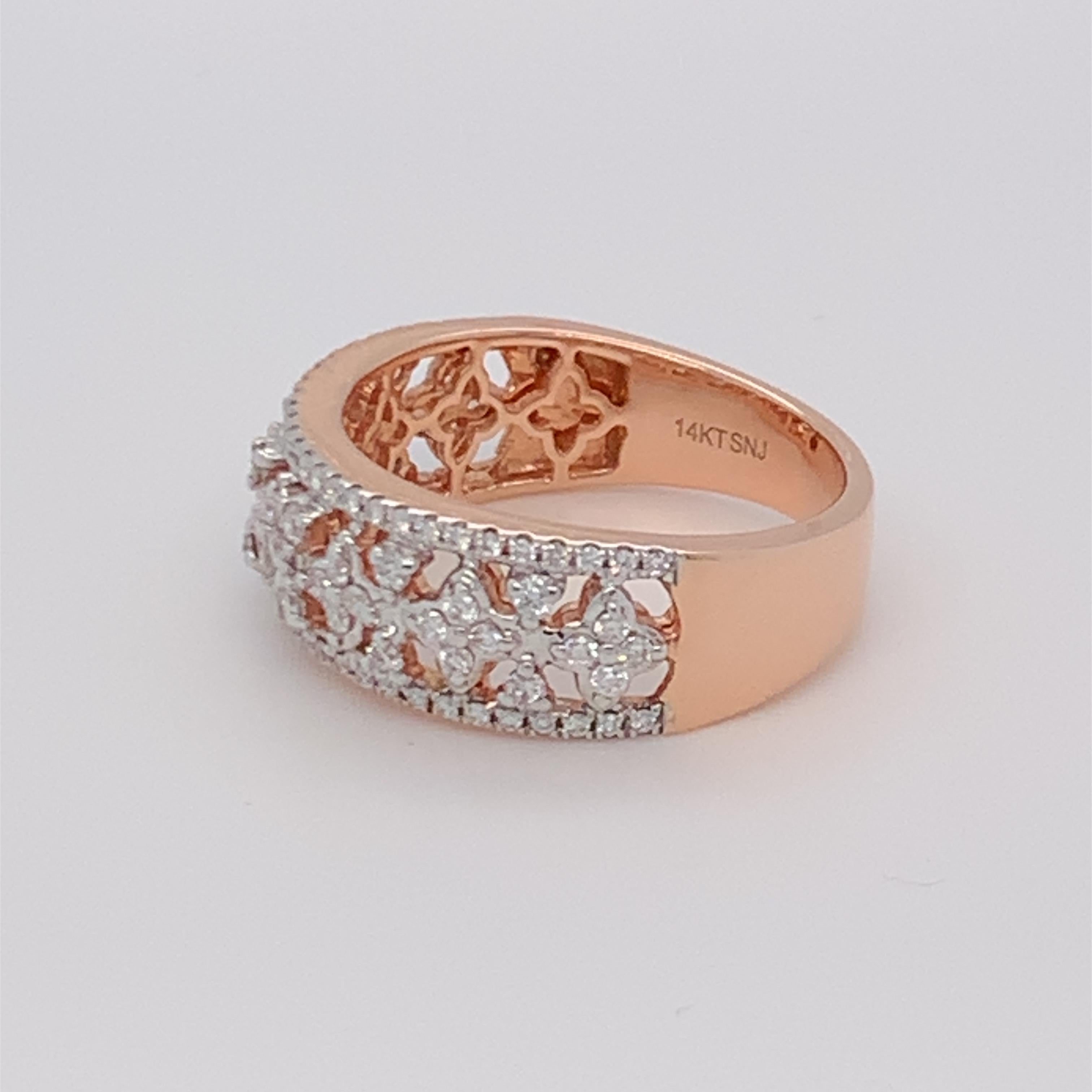 0.50 Carat White Diamond Band in 14k Rose Gold For Sale 4