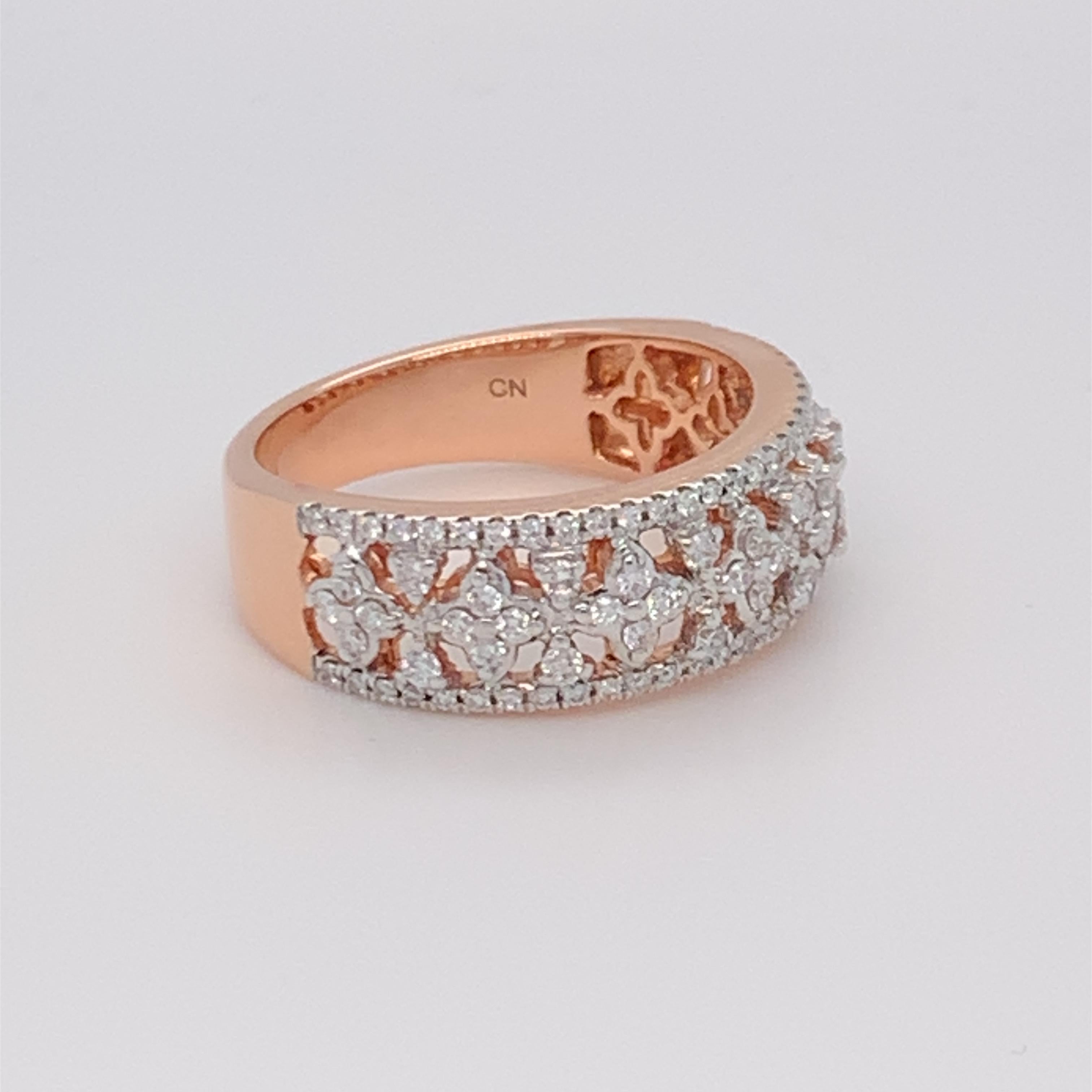 0.50 Carat White Diamond Band in 14k Rose Gold For Sale 5