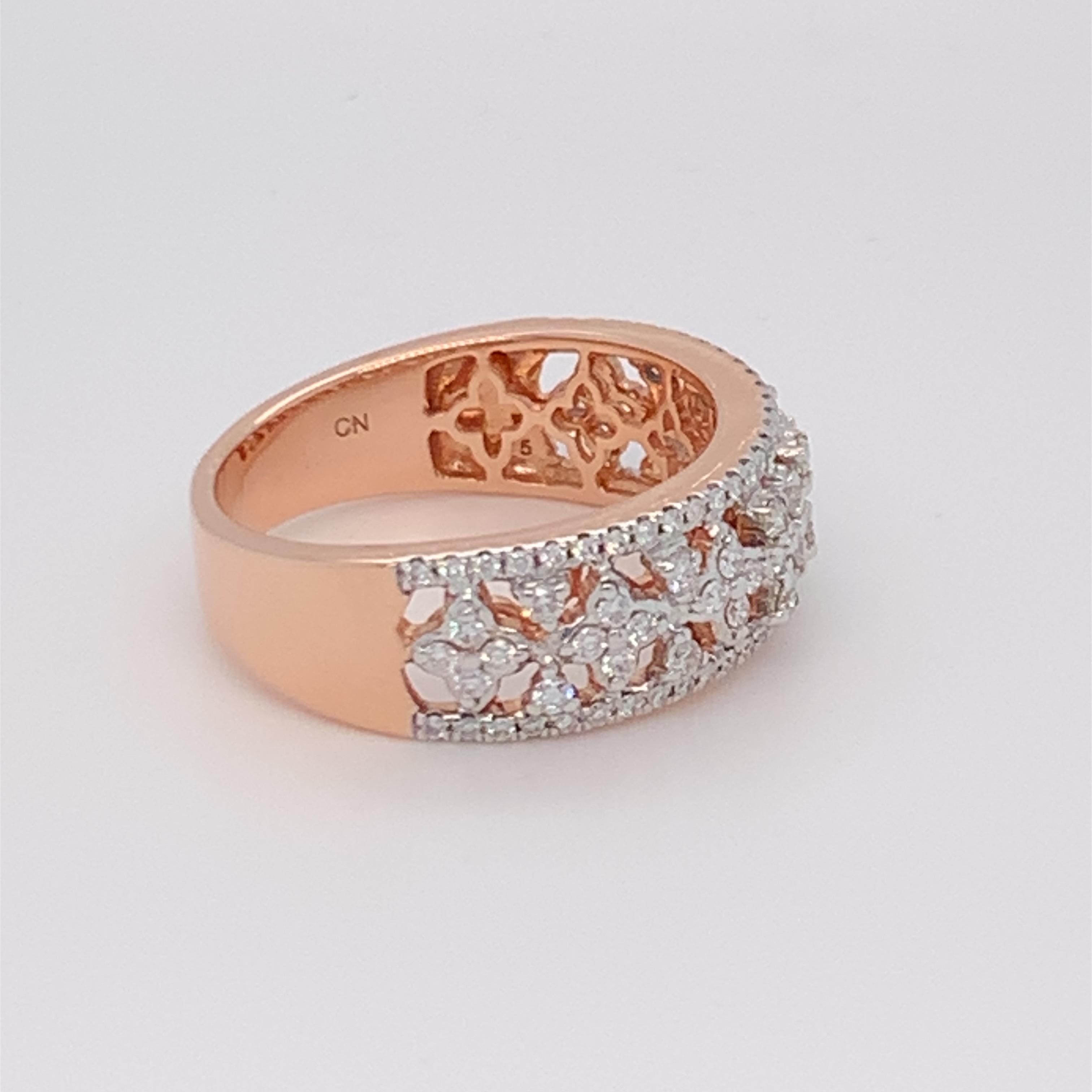 0.50 Carat White Diamond Band in 14k Rose Gold For Sale 6