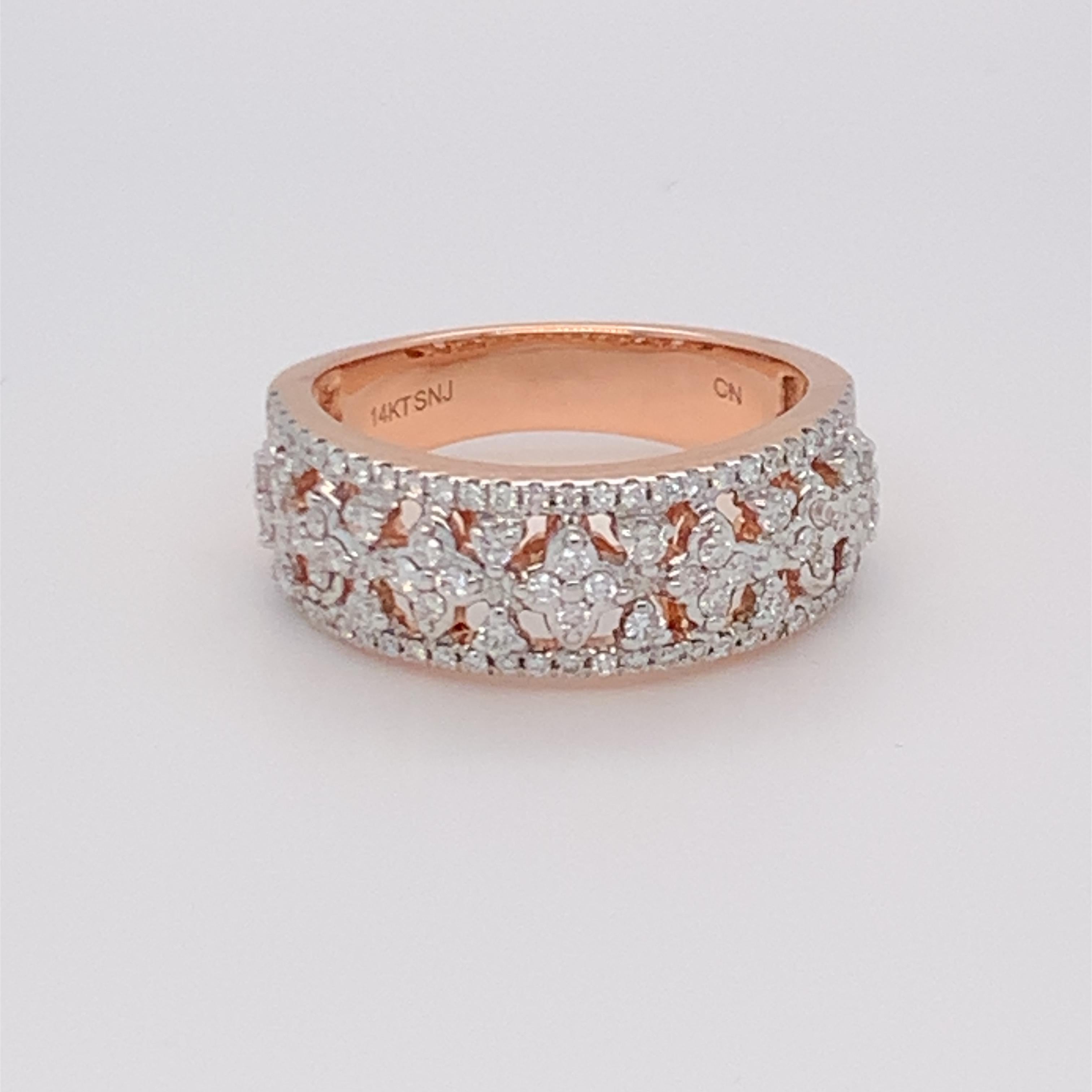0.50 Carat White Diamond Band in 14k Rose Gold For Sale 8