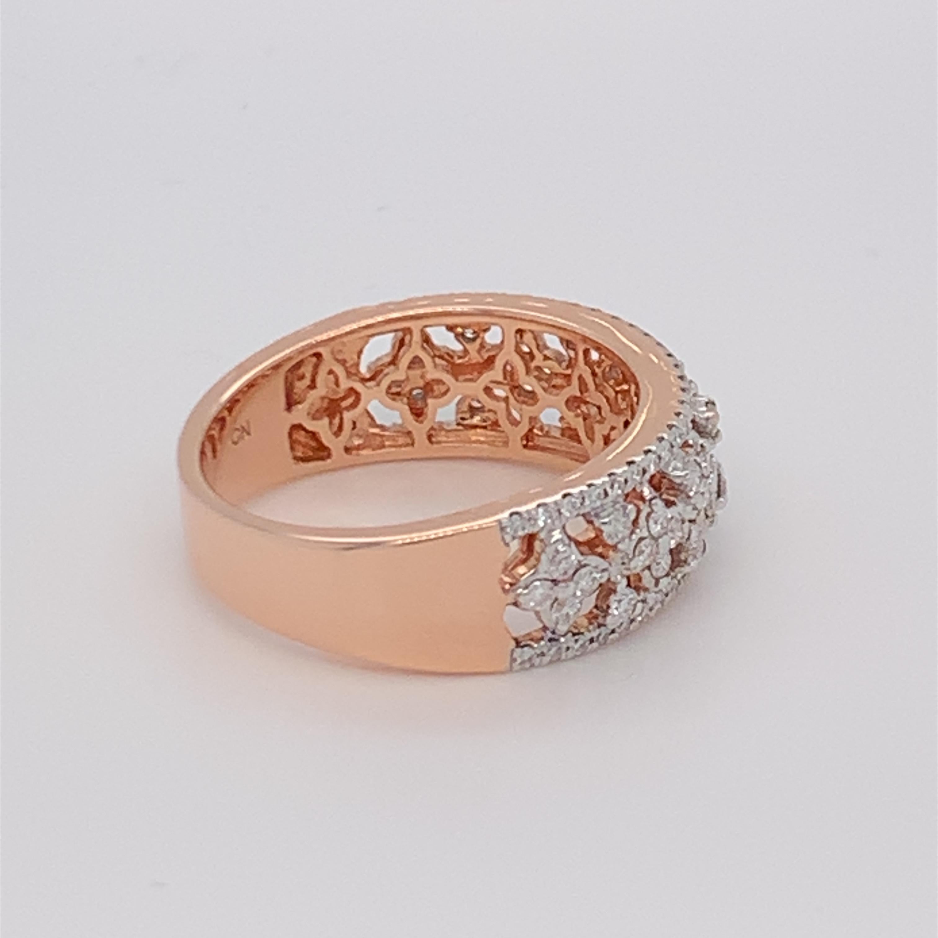 0.50 Carat White Diamond Band in 14k Rose Gold For Sale 9