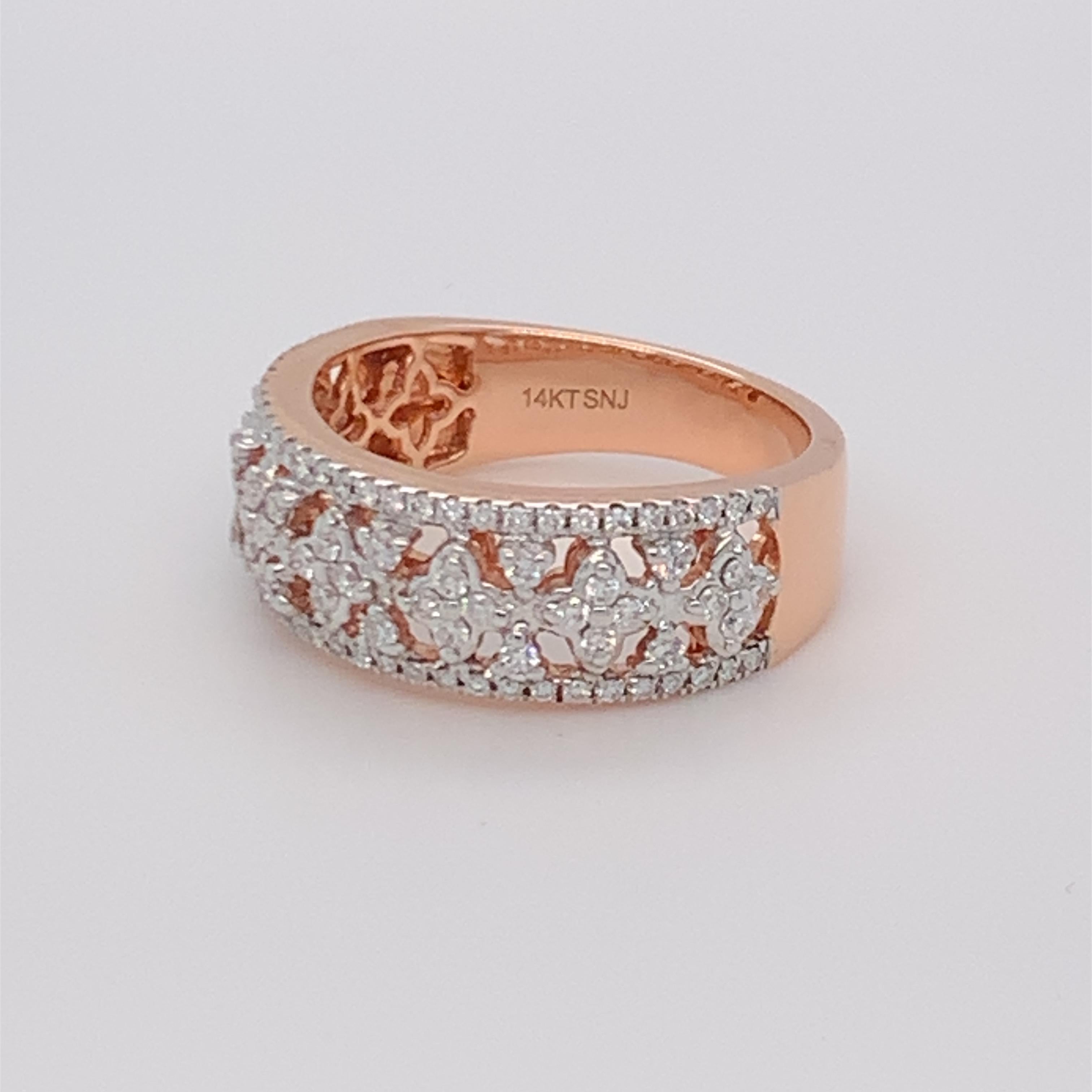 0.50 Carat White Diamond Band in 14k Rose Gold For Sale 10