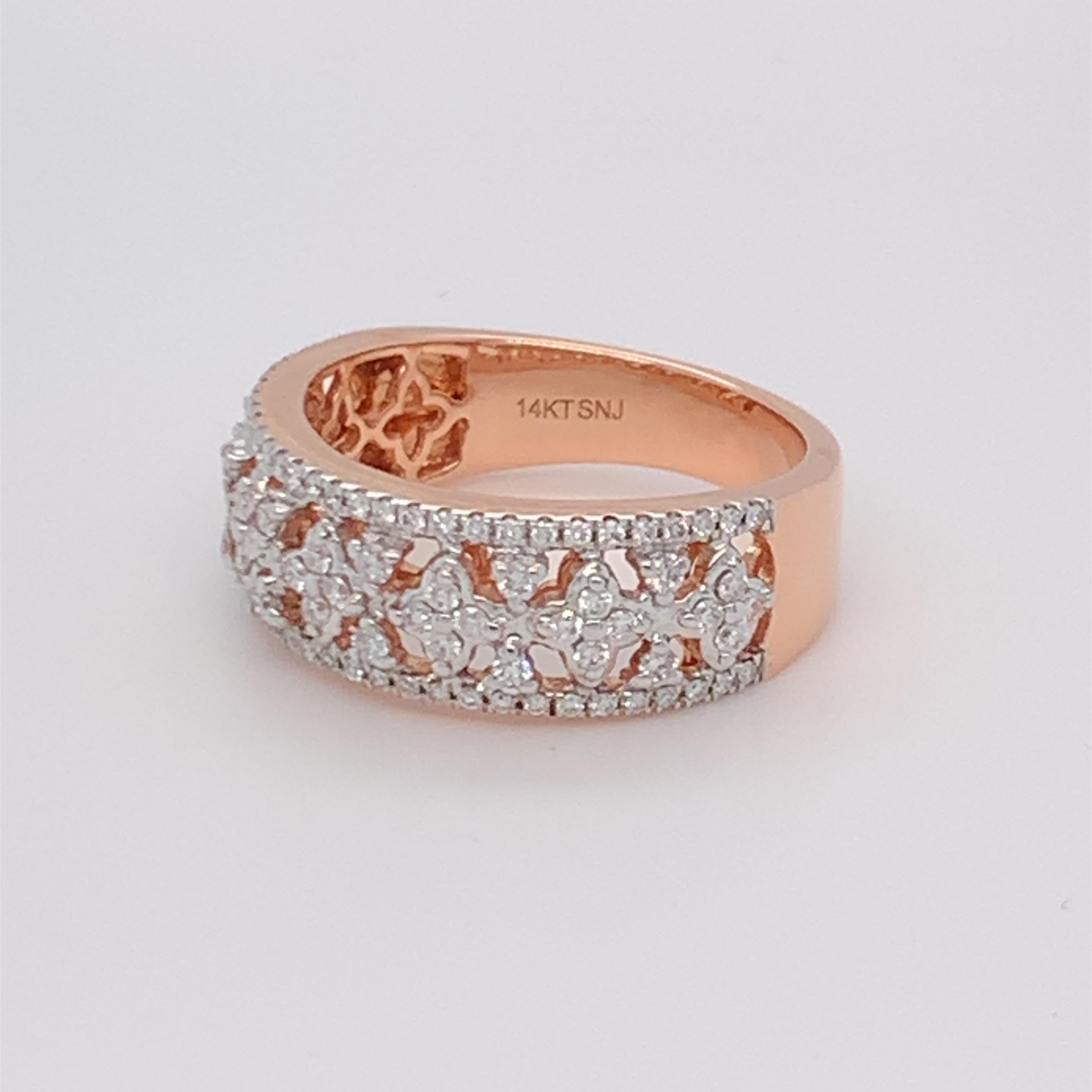 Brilliant Cut 0.50 Carat White Diamond Band in 14k Rose Gold For Sale